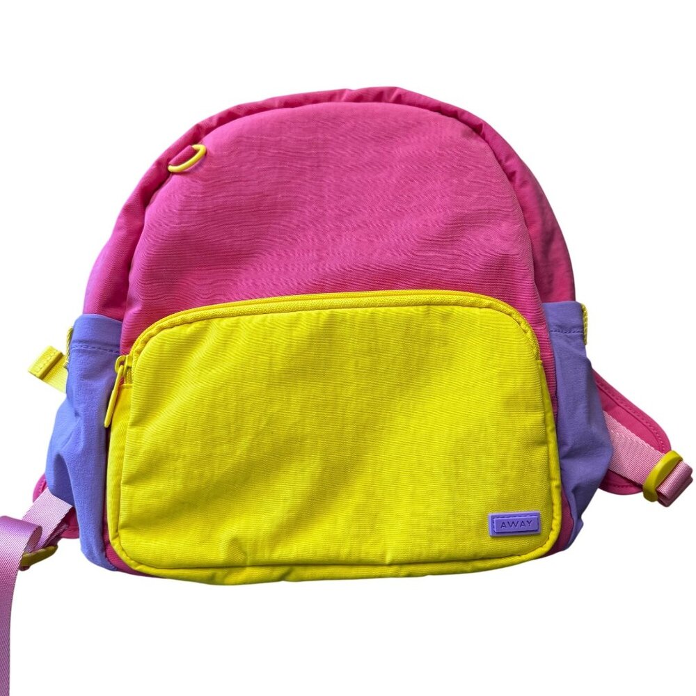 AWAY Kids Backpack New Cotton Candy Pink Yellow Colorblock Childrens Travel Bag